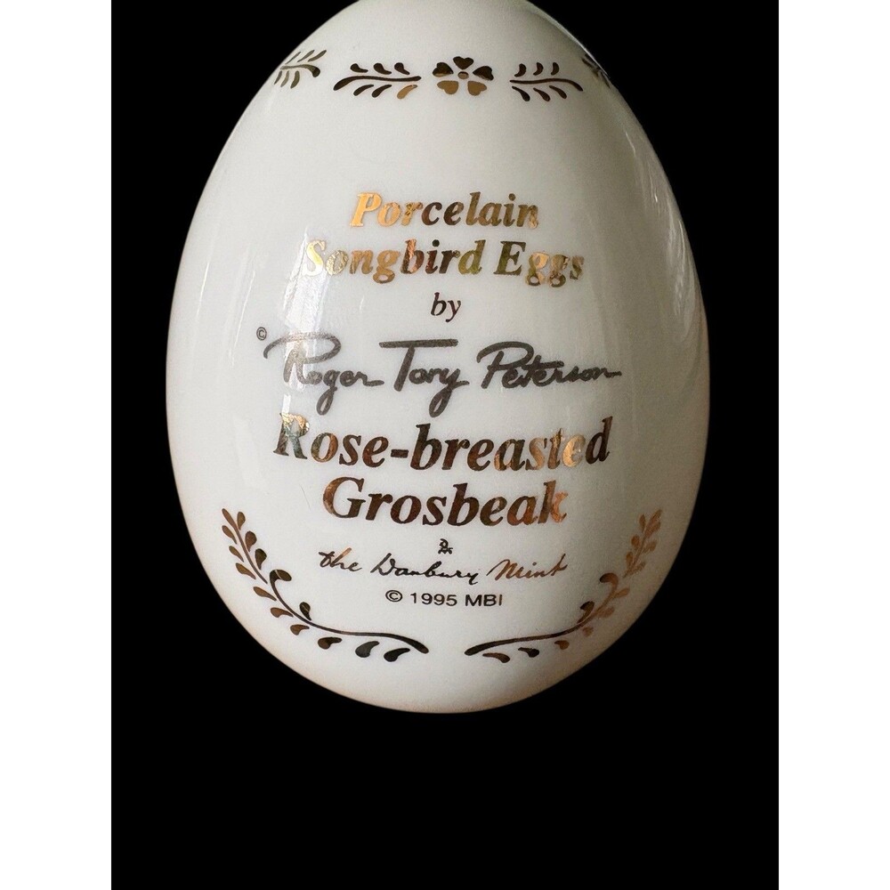 Danbury Mint Roger Tory Peterson Porcelain Songbird Egg Rose-Breasted Grosbeak - Picture 5 of 7